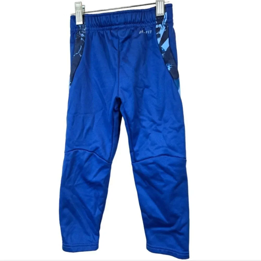 Nike Little Boys 4/XS Blue Sweatpants Athletic Fleece Pants Dri-Fit Pull-On